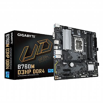 Placa Mãe Gigabyte B760M D3HP (LGA 1700 - DDR4 5333 O.C) - Chipset Intel B760M - USB 3.2 - Slot M.2 - Q-Flash Plus - Micro ATX Placa Mãe para Intel - Placa Mãe Gigabyte B760M D3HP (LGA 1700 - DDR4 5333 O.C) - Chipset Intel B760M - USB 3.2 - Slot M.2 - Q-Flash Plus - Micro ATX