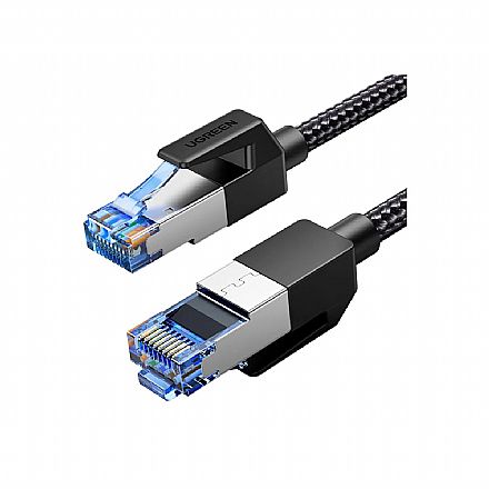 Cabo de Rede FTP (Patch Cord) RJ45 Cat 8 - Blindado - 3 metros - Preto - Ugreen 80432 Cabo de rede - Cabo de Rede FTP (Patch Cord) RJ45 Cat 8 - Blindado - 3 metros - Preto - Ugreen 80432