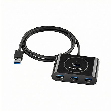 HUB USB 3.0 - 4 portas - 5Gbps - Ugreen 20291 - Preto Cabo & Adaptador - HUB USB 3.0 - 4 portas - 5Gbps - Ugreen 20291 - Preto