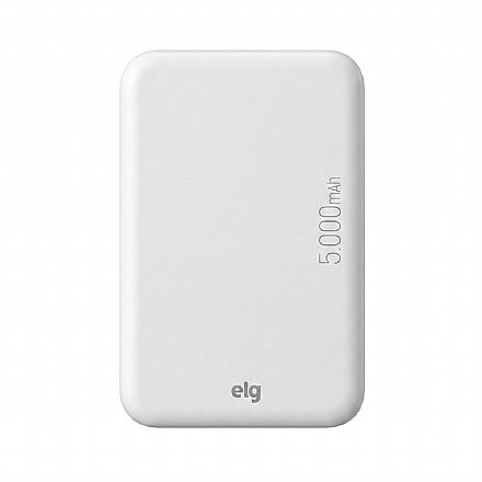 Power Bank Carregador Portátil por Indução ELG Wireless PBW5 - 5W - 5000mAh - MagSafe - Branco Carregadores - Power Bank Carregador Portátil por Indução ELG Wireless PBW5 - 5W - 5000mAh - MagSafe - Branco