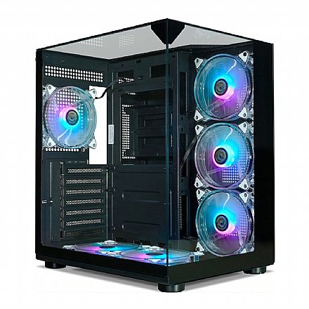 Gabinete Gamer Aquário K-Mex CG-01P4 - Vidro Temperado - Micro ATX - Preto - CG01P4RH001CBOX Gabinete - Gabinete Gamer Aquário K-Mex CG-01P4 - Vidro Temperado - Micro ATX - Preto - CG01P4RH001CBOX