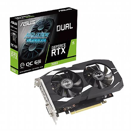 Placa de Vídeo GeForce RTX 3050 6GB GDDR6 96bits - Dual OC Edition - Asus 90YV0K60-M0NA00 Placa de Vídeo - Placa de Vídeo GeForce RTX 3050 6GB GDDR6 96bits - Dual OC Edition - Asus 90YV0K60-M0NA00