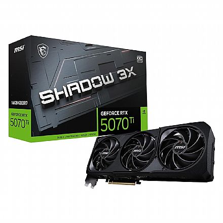 Placa de Vídeo GeForce RTX 5070 Ti 16GB GDDR7 256bits - Shadow 3x OC - DLSS 4 - MSI 912-V531-465 Placa de Vídeo - Placa de Vídeo GeForce RTX 5070 Ti 16GB GDDR7 256bits - Shadow 3x OC - DLSS 4 - MSI 912-V531-465