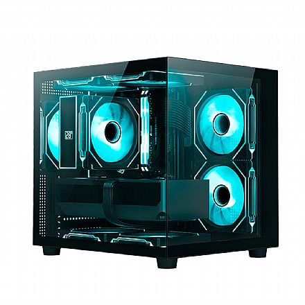 Gabinete Gamer Aquário C3Tech MT-G720BK - Vidro Temperado - Até 7 Fans - Micro ATX - Preto Gabinete - Gabinete Gamer Aquário C3Tech MT-G720BK - Vidro Temperado - Até 7 Fans - Micro ATX - Preto
