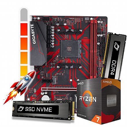 Kit Upgrade Processador AMD Ryzen™ 7 5700X + Placa Mãe B450M + Memória 32GB DDR4 + 2TB SSD M.2 Kit Upgrade - Kit Upgrade Processador AMD Ryzen™ 7 5700X + Placa Mãe B450M + Memória 32GB DDR4 + 2TB SSD M.2