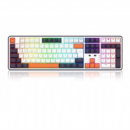 Teclado Mecânico Gamer Sem Fio Redragon Wyvern - ABNT2 - Iluminação RGB - Switch Mint Mambo - Bluetooth, 2.4GHz e USB-C - Branco - K689WBO-RGB-PRO PT3 Teclado - Teclado Mecânico Gamer Sem Fio Redragon Wyvern - ABNT2 - Iluminação RGB - Switch Mint Mambo - Bluetooth, 2.4GHz e USB-C - Branco - K689WBO-RGB-PRO PT3