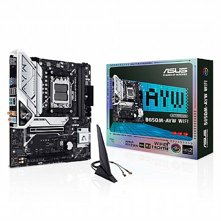 Placa Mãe Asus B650M-AYW (AM5 - DDR5 8000 O.C) - Chipset AMD B650M - Wi-Fi 6 - 2 Slots M.2 - Micro ATX Placa Mãe para AMD - Placa Mãe Asus B650M-AYW (AM5 - DDR5 8000 O.C) - Chipset AMD B650M - Wi-Fi 6 - 2 Slots M.2 - Micro ATX