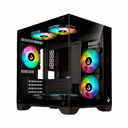 Gabinete Gamer Aquário Rise Mode Galaxy Glass M Mini - Vidro Temperado - Até 7 Fans - Micro ATX - Preto - RM-GA-GGMN-FB Gabinete - Gabinete Gamer Aquário Rise Mode Galaxy Glass M Mini - Vidro Temperado - Até 7 Fans - Micro ATX - Preto - RM-GA-GGMN-FB