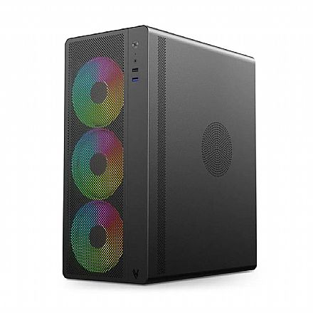 Gabinete Gamer Hi Level LV510BK - Vidro Temperado - 4 Coolers Inclusos - ATX - Preto Gabinete - Gabinete Gamer Hi Level LV510BK - Vidro Temperado - 4 Coolers Inclusos - ATX - Preto