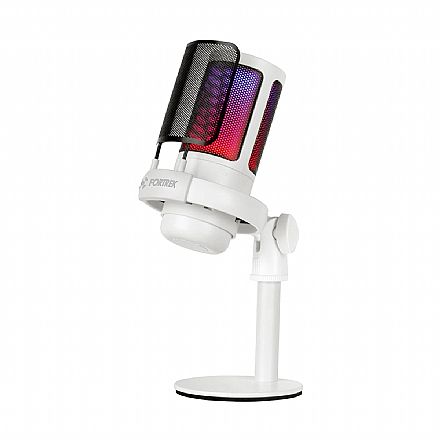 Microfone Gamer Fortrek MIC10 - USB - Direcional Cardioide - Tela Antissopro - Branco - 86961 Acessorios de som - Microfone Gamer Fortrek MIC10 - USB - Direcional Cardioide - Tela Antissopro - Branco - 86961