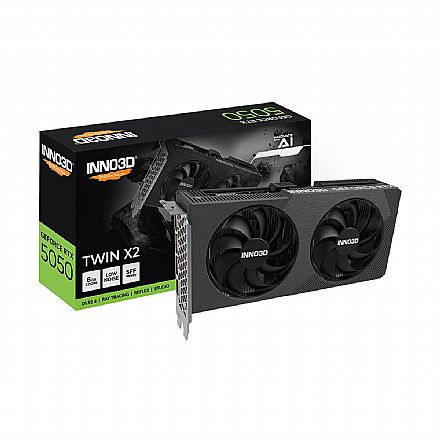 Placa de Vídeo GeForce RTX 5050 8GB GDDR6 128bits - Twin X2 - DLSS 4 - Inno3D N50502-08D6-174071N Placa de Vídeo - Placa de Vídeo GeForce RTX 5050 8GB GDDR6 128bits - Twin X2 - DLSS 4 - Inno3D N50502-08D6-174071N