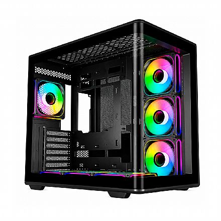 Gabinete Gamer Cooler Master Elite 600 - Vidro Temperado - Mid Tower - ATX - Preto - E600-KGNN-S02 Gabinete - Gabinete Gamer Cooler Master Elite 600 - Vidro Temperado - Mid Tower - ATX - Preto - E600-KGNN-S02