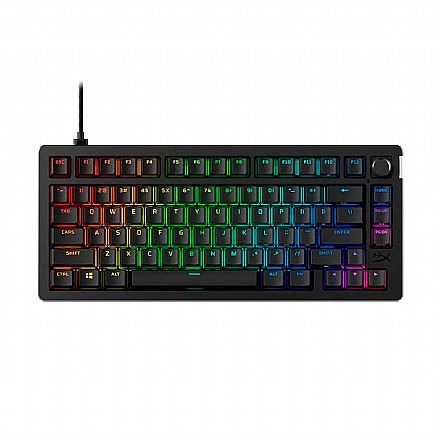Teclado Mecânico Gamer HyperX Alloy Rise 75 - Formato 75% - Switch Linear - Iluminação RGB - Preto - 7G7A4AA#AC4 Teclado - Teclado Mecânico Gamer HyperX Alloy Rise 75 - Formato 75% - Switch Linear - Iluminação RGB - Preto - 7G7A4AA#AC4