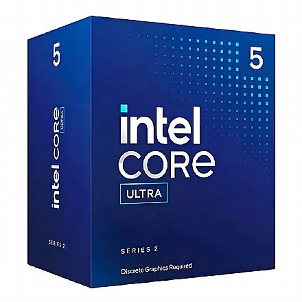 Intel® Core Ultra 5 225F - LGA 1700 - 2.5GHz (Turbo 4.9GHz) - Cache 20MB - Arrow Lake - 10 Cores - 16 Threads - BX80768225F Processador Intel - Intel® Core Ultra 5 225F - LGA 1700 - 2.5GHz (Turbo 4.9GHz) - Cache 20MB - Arrow Lake - 10 Cores - 16 Threads - BX80768225F