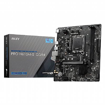 Placa Mãe MSI H610M-S Pro (LGA 1700 - DDR4 3200) - Chipset H610 - Slot M.2 - Micro ATX Placa Mãe para Intel - Placa Mãe MSI H610M-S Pro (LGA 1700 - DDR4 3200) - Chipset H610 - Slot M.2 - Micro ATX