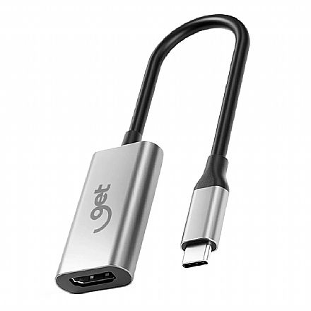 Cabo Adaptador Conversor USB-C para HDMI - 10cm - Suporta 4K - Get 73365 Cabo & Adaptador - Cabo Adaptador Conversor USB-C para HDMI - 10cm - Suporta 4K - Get 73365