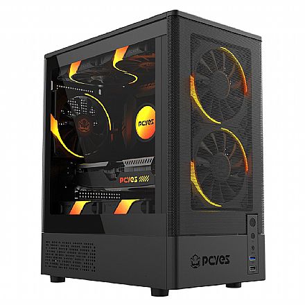 Gabinete Gamer PCYes Kauri Black Vulcan - ATX - Preto - GKRIBV Gabinete - Gabinete Gamer PCYes Kauri Black Vulcan - ATX - Preto - GKRIBV