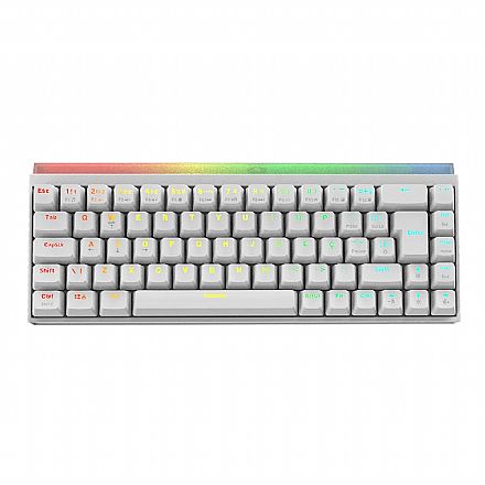 Teclado Mecânico Gamer PCYes Shiyan White Ghost - Formato 60% - Iluminação RGB - Switch Blue - Branco - TPSHWGBL Teclado - Teclado Mecânico Gamer PCYes Shiyan White Ghost - Formato 60% - Iluminação RGB - Switch Blue - Branco - TPSHWGBL