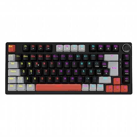 Teclado Mecânico Gamer PCYes Arkeum Black Vulcan - ABNT2 - Switch Blue - Compacto 75% - AKBV75BBR Teclado - Teclado Mecânico Gamer PCYes Arkeum Black Vulcan - ABNT2 - Switch Blue - Compacto 75% - AKBV75BBR