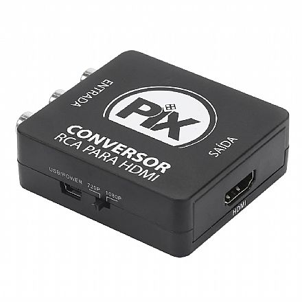 Conversor RCA para HDMI - 720p ou 1080p - 3 RCA - PIX 075-7189 Cabo & Adaptador - Conversor RCA para HDMI - 720p ou 1080p - 3 RCA - PIX 075-7189