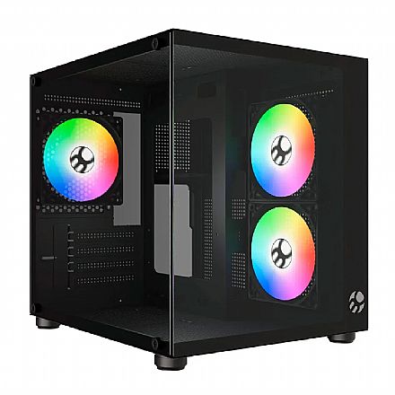 Gabinete Gamer Bluecase BG-064 Pure Pro - Vidro Temperado - USB 3.0 - 3 Fans Inclusos - Micro ATX - Preto - BG-064PBBX Gabinete - Gabinete Gamer Bluecase BG-064 Pure Pro - Vidro Temperado - USB 3.0 - 3 Fans Inclusos - Micro ATX - Preto - BG-064PBBX