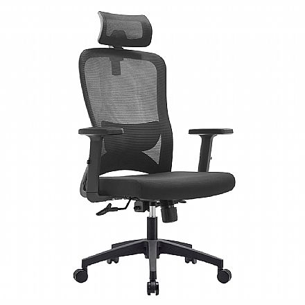 Cadeira de Escritório Bluecase Office Ergo Elite - Apoio de Braço Ajustável - Encosto Reclinável - Preto - BCOE-03BKBK Cadeiras - Cadeira de Escritório Bluecase Office Ergo Elite - Apoio de Braço Ajustável - Encosto Reclinável - Preto - BCOE-03BKBK