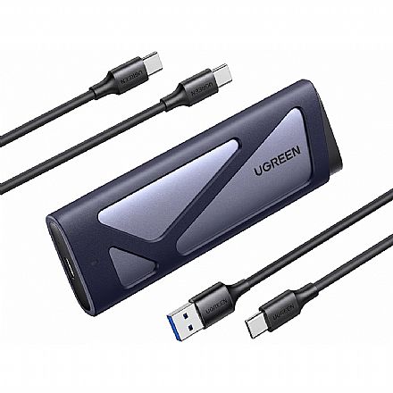 Case para SSD M.2 NVMe ou SATA - USB-C - 10 Gbps - Prata - Ugreen CM767 Storage / Case / Dockstation - Case para SSD M.2 NVMe ou SATA - USB-C - 10 Gbps - Prata - Ugreen CM767
