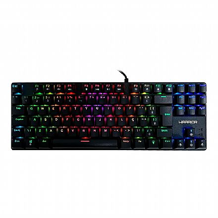 Teclado Mecânico Gamer Multilaser Warrior Royal Cross - ABNT2 - Formato 60% - Switch Blue - Iluminação RGB - Preto - TC312 Teclado - Teclado Mecânico Gamer Multilaser Warrior Royal Cross - ABNT2 - Formato 60% - Switch Blue - Iluminação RGB - Preto - TC312