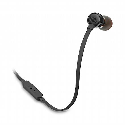 Fone de Ouvido - Fone de Ouvido Intra-Auricular JBL Tune 110 - Pure Bass - Microfone - Cabo Plano - Conector P2 - Preto - JBLT110BLKE