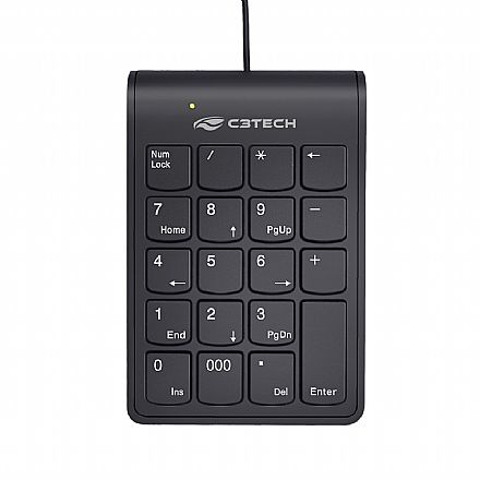 Teclado Numérico C3Tech KN-12BK - USB - 12 Atalhos - Teclas Slim - Preto Teclado - Teclado Numérico C3Tech KN-12BK - USB - 12 Atalhos - Teclas Slim - Preto