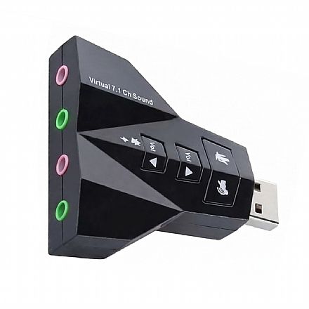 Adaptador Conversor USB para Audio - 7.1 - para Fone e Microfone P2 - AD0002XT Acessorios de som - Adaptador Conversor USB para Audio - 7.1 - para Fone e Microfone P2 - AD0002XT