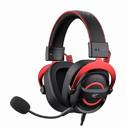 Headset Gamer Havit H2000E - Drivers 50mm - Microfone Destacável - Conector P2 - Preto e Vermelho - HVGMH-H2002EPRO-BR Fone de Ouvido - Headset Gamer Havit H2000E - Drivers 50mm - Microfone Destacável - Conector P2 - Preto e Vermelho - HVGMH-H2002EPRO-BR