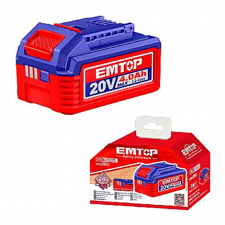 Ferramenta - Bateria Recarregável Emtop 20V 4Ah - Compatível com ferramentas Emtop P20S - EBPK20021