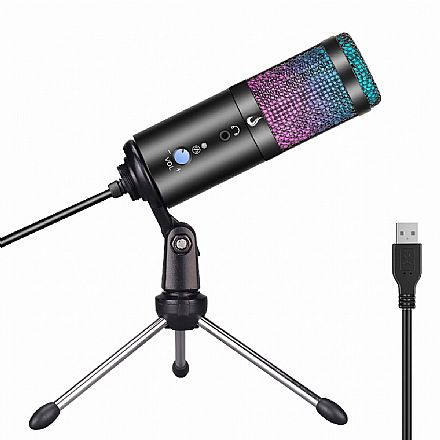 Microfone Gamer Rise Mode Elite 03 - Direcional Cardioide - 192KHz/24bit - USB - Iluminação RGB - Preto - RM-ME-03-B Acessorios de som - Microfone Gamer Rise Mode Elite 03 - Direcional Cardioide - 192KHz/24bit - USB - Iluminação RGB - Preto - RM-ME-03-B