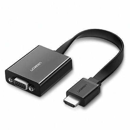 Cabo Adaptador Conversor HDMI para VGA com Áudio P2 (3,5mm) - 25cm (HDMI M X VGA F) - 1080p - Ugreen MM103 - 40248 Cabo & Adaptador - Cabo Adaptador Conversor HDMI para VGA com Áudio P2 (3,5mm) - 25cm (HDMI M X VGA F) - 1080p - Ugreen MM103 - 40248