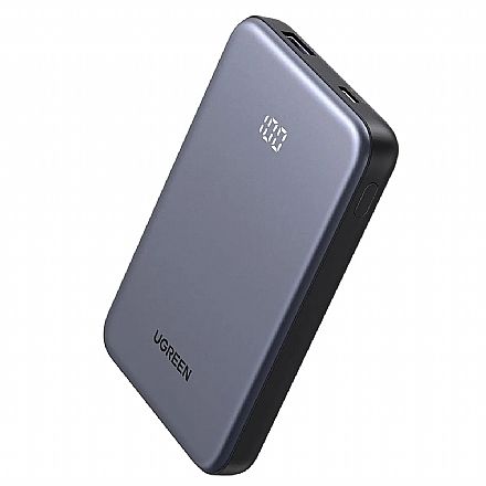 Power Bank Carregador Portátil Ugreen PB507 - 22,5W - Power Delivery - 10000mAh - USB e USB-C - Cinza Carregadores - Power Bank Carregador Portátil Ugreen PB507 - 22,5W - Power Delivery - 10000mAh - USB e USB-C - Cinza