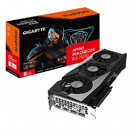 Placa de Vídeo - Placa de Vídeo AMD Radeon RX 7600 8GB GDDR6 OC 128bits Gaming - Gigabyte - 9VR76GO-00-G11