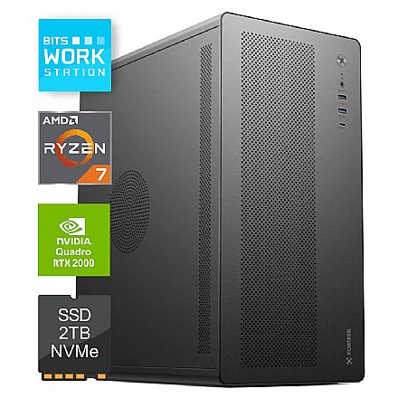 Computador Workstation - Computador WorkStation Bits 2026 - AMD Ryzen 7 9700X, 32GB, SSD 2TB, Nvidia Quadro RTX 2000, Windows 11 Professional