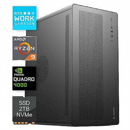 Computador Workstation - Computador WorkStation Bits 2026 - AMD Ryzen 9 9950X, 32GB, SSD 2TB, Nvidia Quadro RTX 4000 ADA, Windows 11 Professional