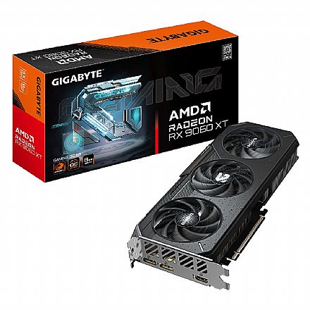 Placa de Vídeo - Placa de Vídeo AMD Radeon RX 9060 XT 8GB GDDR6 128bits - Gaming OC - Gigabyte GVR9060XTGAMING