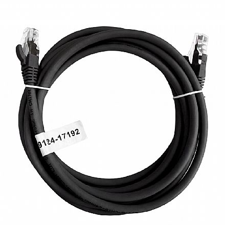 Cabo de Rede UTP (Patch Cord) RJ45 Cat 6 - 1.5 metros - Certificação Anatel - Preto - Seclan WT-2038B-CAT6-1.5M-BK Cabo de rede - Cabo de Rede UTP (Patch Cord) RJ45 Cat 6 - 1.5 metros - Certificação Anatel - Preto - Seclan WT-2038B-CAT6-1.5M-BK