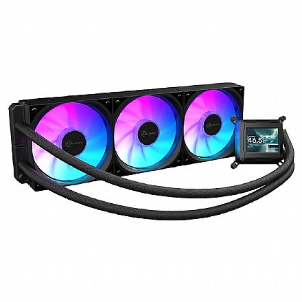Water Cooler Kalkan Aura 360mm - ARGB - (AMD / INTEL) - Tela LCD - Preto - KLK00103 Water Cooler - Water Cooler Kalkan Aura 360mm - ARGB - (AMD / INTEL) - Tela LCD - Preto - KLK00103