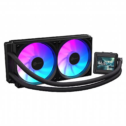 Water Cooler - Water Cooler Kalkan Aura 240mm - ARGB - (AMD / INTEL) - Tela LCD - Preto - KLK00102
