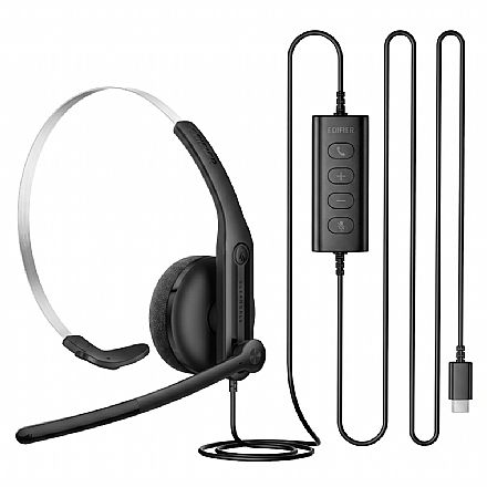 Headset Edifier CC100 Profissional - USB - Microfone - Preto Fone de Ouvido - Headset Edifier CC100 Profissional - USB - Microfone - Preto