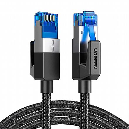 Cabo de rede - Cabo de Rede FTP (Patch Cord) RJ45 Cat 8 - Blindado - Revestimento em Nylon Trançado - 2 metros - Preto - Ugreen 80431