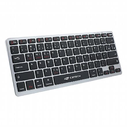 Teclado - Teclado sem Fio C3Tech K-BT50BK - Bluetooth - Recarregável - Padrão TKL PT/BR - Preto