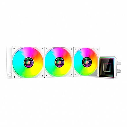 Water Cooler C3Tech (Intel / AMD) - 360mm - TDP 320W - ARGB - Branco - FC-W360WHV2 Water Cooler - Water Cooler C3Tech (Intel / AMD) - 360mm - TDP 320W - ARGB - Branco - FC-W360WHV2