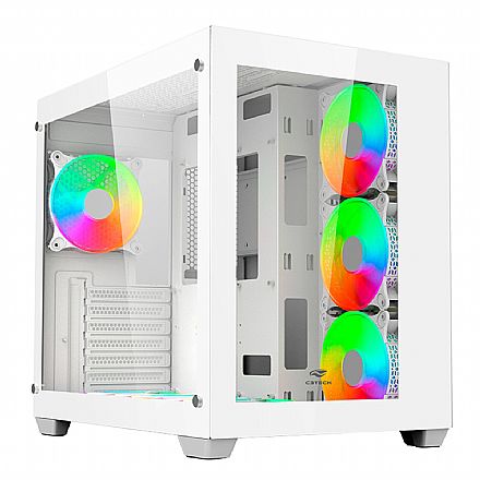 Gabinete Aquário Gamer C3Tech Aquarius MT-G910WH - Lateral e Frontal em Vidro Temperado - USB 3.0 - ATX - Branco Gabinete - Gabinete Aquário Gamer C3Tech Aquarius MT-G910WH - Lateral e Frontal em Vidro Temperado - USB 3.0 - ATX - Branco