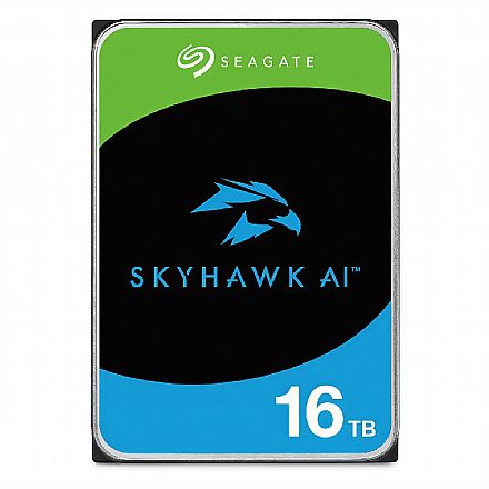 HD 16TB SATA - 7200RPM - 512MB Cache - Seagate SkyHawk AI Surveillance - ST16000VE004 - Ideal para Vigilância HD (Disco Rígido) - HD 16TB SATA - 7200RPM - 512MB Cache - Seagate SkyHawk AI Surveillance - ST16000VE004 - Ideal para Vigilância