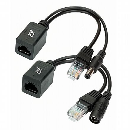 Adaptador PoE Passivo - Kit Adaptador Injetor + Separador - Energia sobre Cabo de Rede - Preto - ChipSce 018-0157 Acessórios para rede - Adaptador PoE Passivo - Kit Adaptador Injetor + Separador - Energia sobre Cabo de Rede - Preto - ChipSce 018-0157